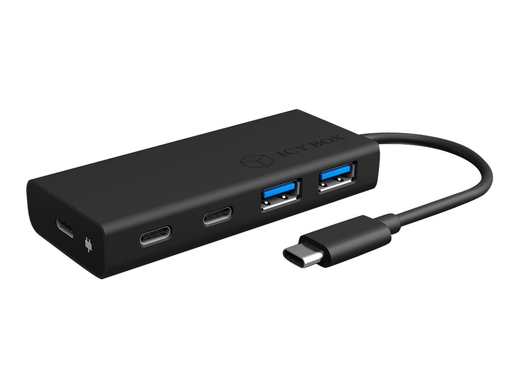 ICY BOX Type-C Hub mit 2x USB 3.0 IB-HUB1426-CPD 2xType-A Ports und 2x USB Type-C bis zu 5 Gbit/s 1 x USB Type-C Power Delivery