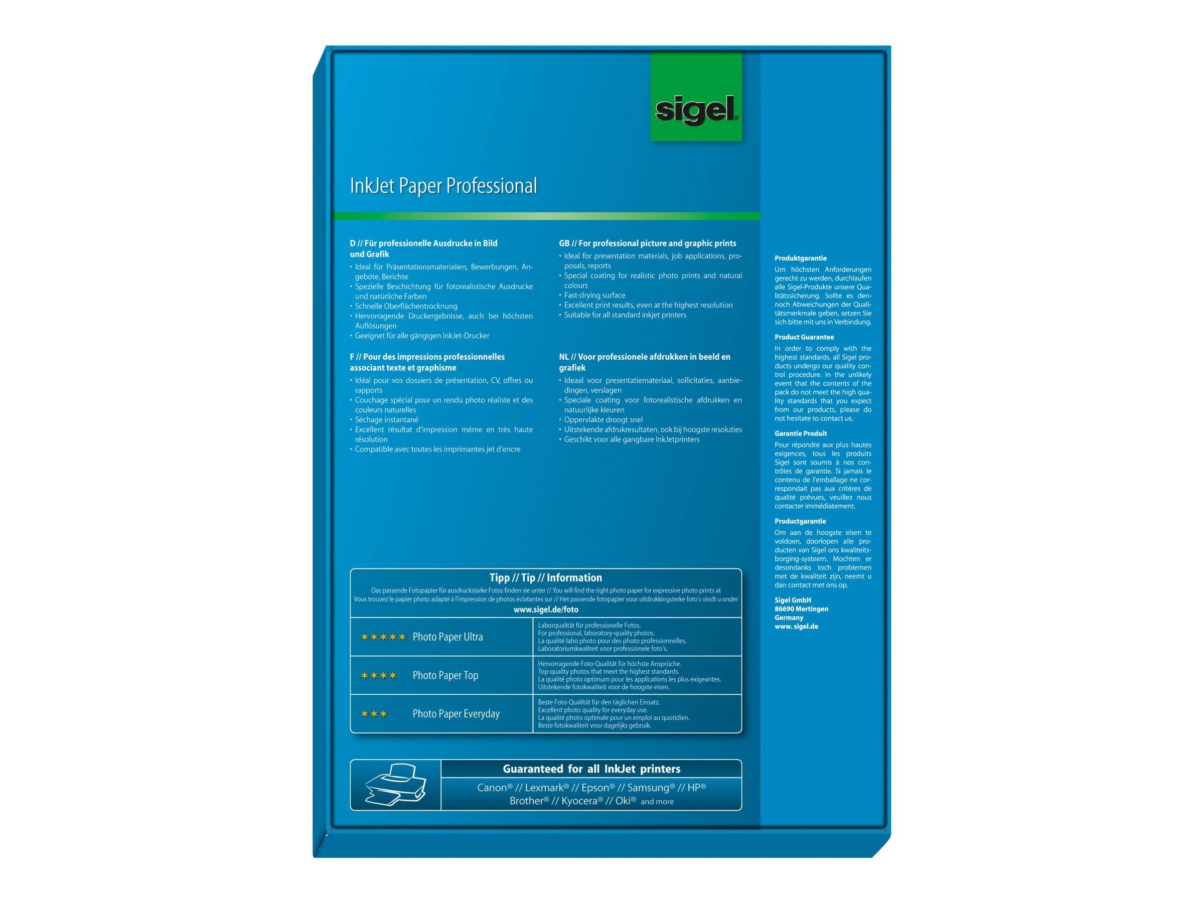 SIGEL Fotopapier IP288 DIN A4 matt 95 g/qm 200 Blatt SIGEL Fotopapier IP288 DIN A4 matt 95 g/qm 200 Blatt