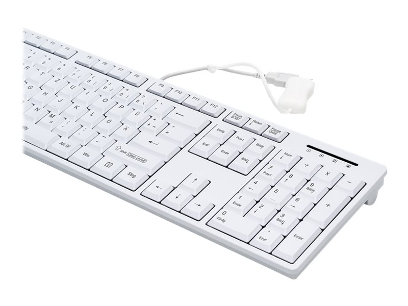 GETT GCQ CleanType Easy Basic Tastatur mit Kunststoffgehaeuse IP 68 NUM-Block 105 Tasten USB Farbe: weiss Layout: DE