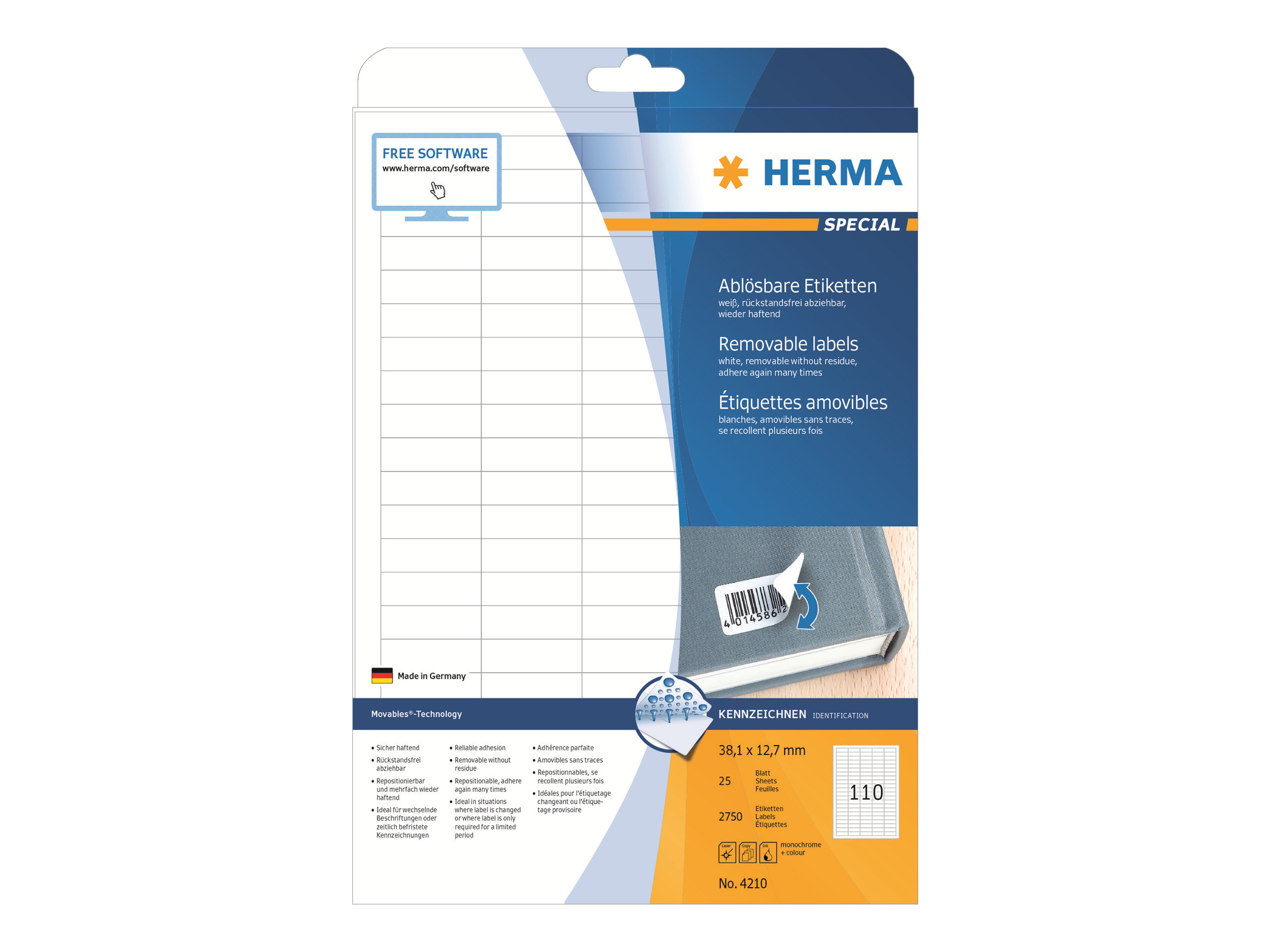 2.750 HERMA Etiketten 4210 weiss 38,1 x 12,7 mm 2.750 HERMA Etiketten 4210 weiss 38,1 x 12,7 mm
