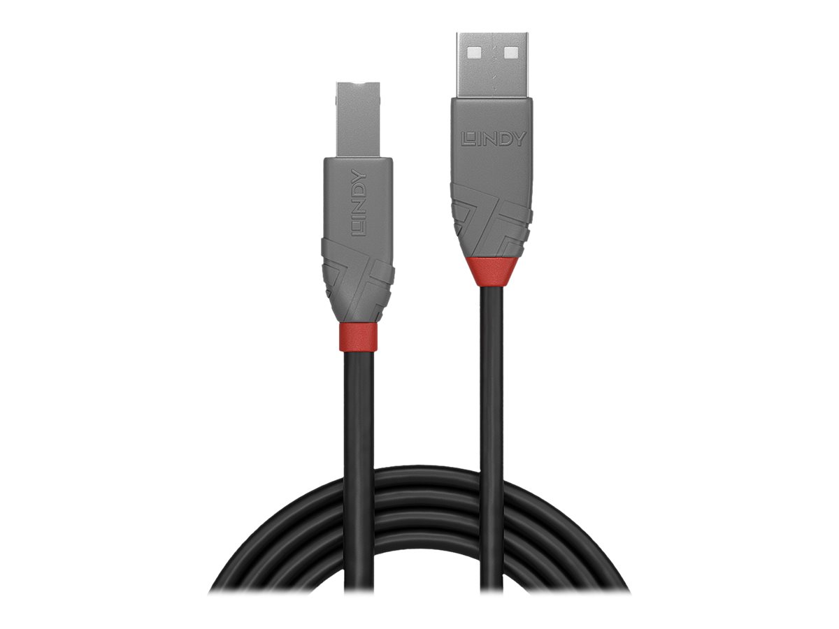 LINDY 1m USB 2.0 Type A to B Cable Anthra Line USB Type A Male to B Male LINDY 1m USB 2.0 Type A to B Cable Anthra Line USB Type A Male to B Male