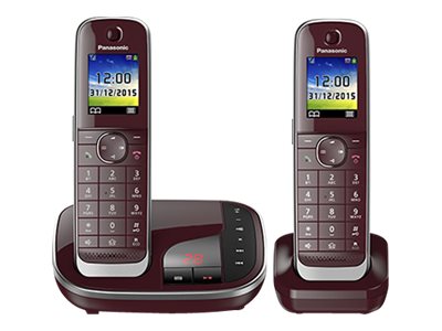 Panasonic Schnurlostelefon mit AB KX-TGJ322GR Duo - weinrot Panasonic Schnurlostelefon mit AB KX-TGJ322GR Duo - weinrot