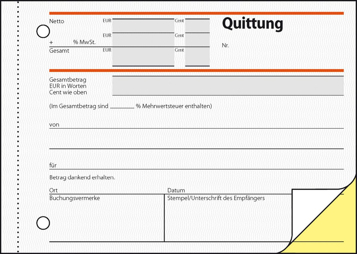 SIGEL Quittung, MwSt separat ausgewiesen Formularbuch SD021, 1 St