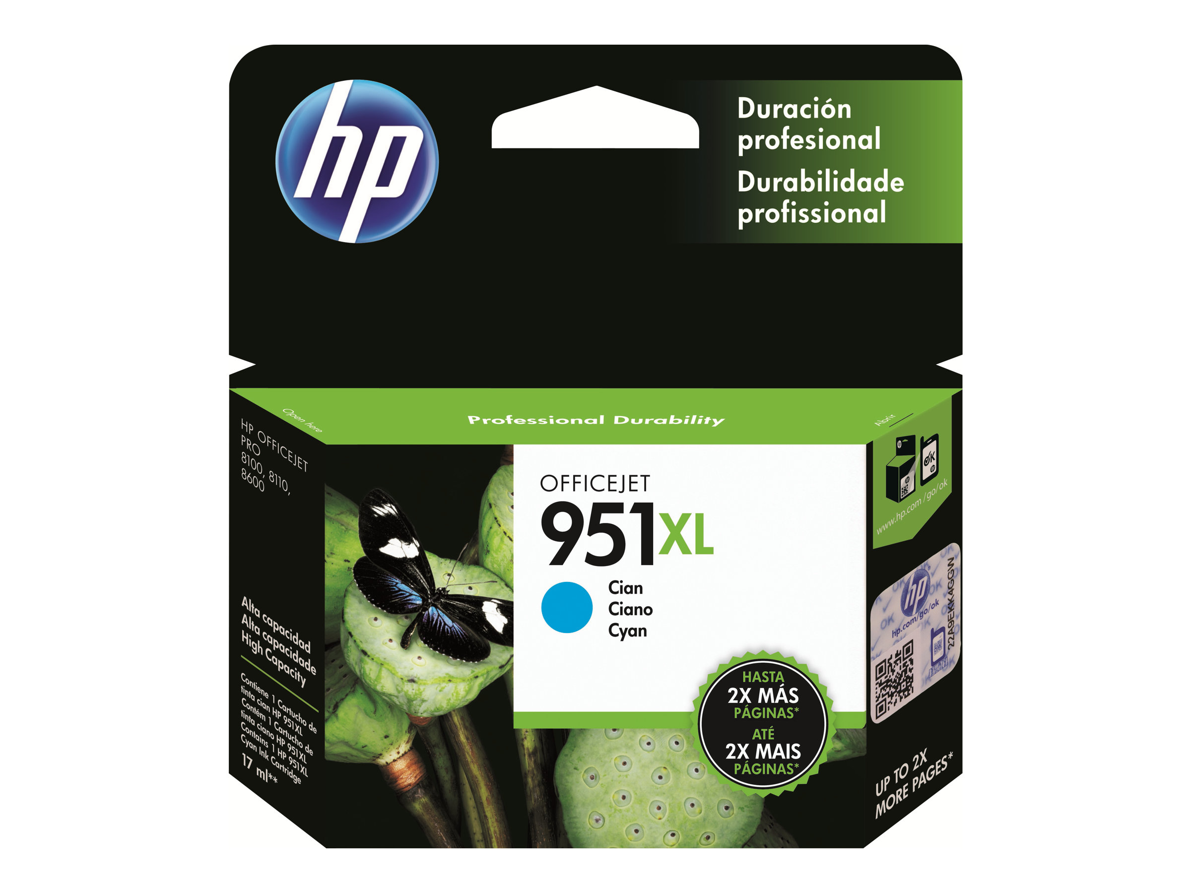 HP 951XL original Ink cartridge CN046AE BGX cyan high capacity 1.500 pages 1-pack Officejet HP 951XL original Ink cartridge CN046AE BGX cyan high capacity 1.500 pages 1-pack Officejet