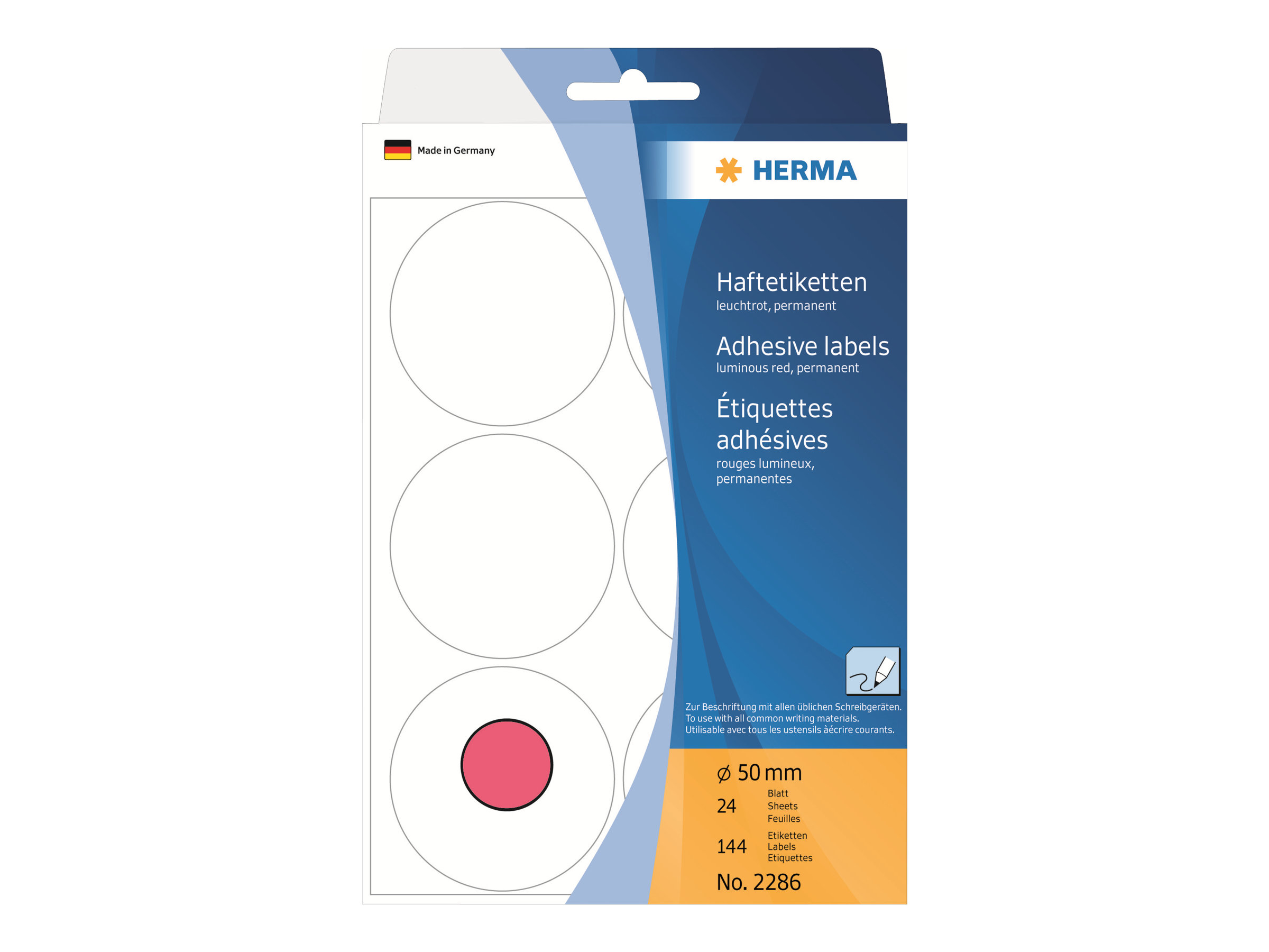 HERMA Klebepunkte 2286 leuchtrot Ã 50,0 mm, 144 St.