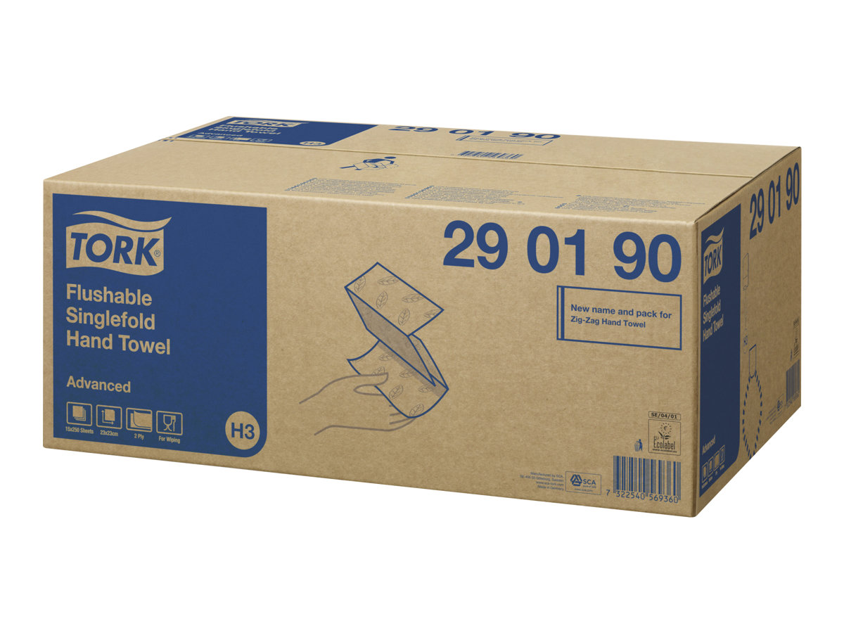 TORK PapierhandtÃ¼cher 290190 H3 Advanced schnellauflÃ¶send Zick-Zack-Falzung 2-lagig 3.750 TÃ¼cher