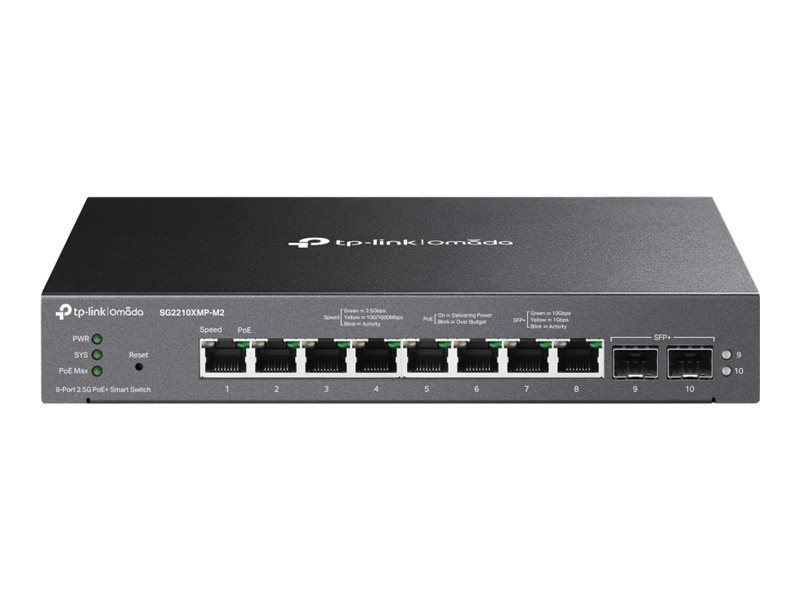 TP-LINK SG2210XMP-M2 Omada 8-Port 2.5GBASE-T 2-Port 10GE SFP+ Smart Switch with 8-Port PoE+ TP-LINK SG2210XMP-M2 Omada 8-Port 2.5GBASE-T 2-Port 10GE SFP+ Smart Switch with 8-Port PoE+