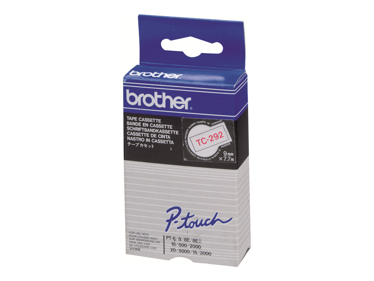 brother Schriftband TC-292 TC292, 9 mm rot auf weiÃ