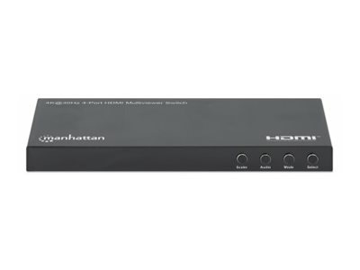MANHATTAN 4K30Hz 4Port HDMI Multiviewer Switch bis zu vier Eingangsquellen auf einen Bildschirm 4x1 Klinke und ToslinkAudio