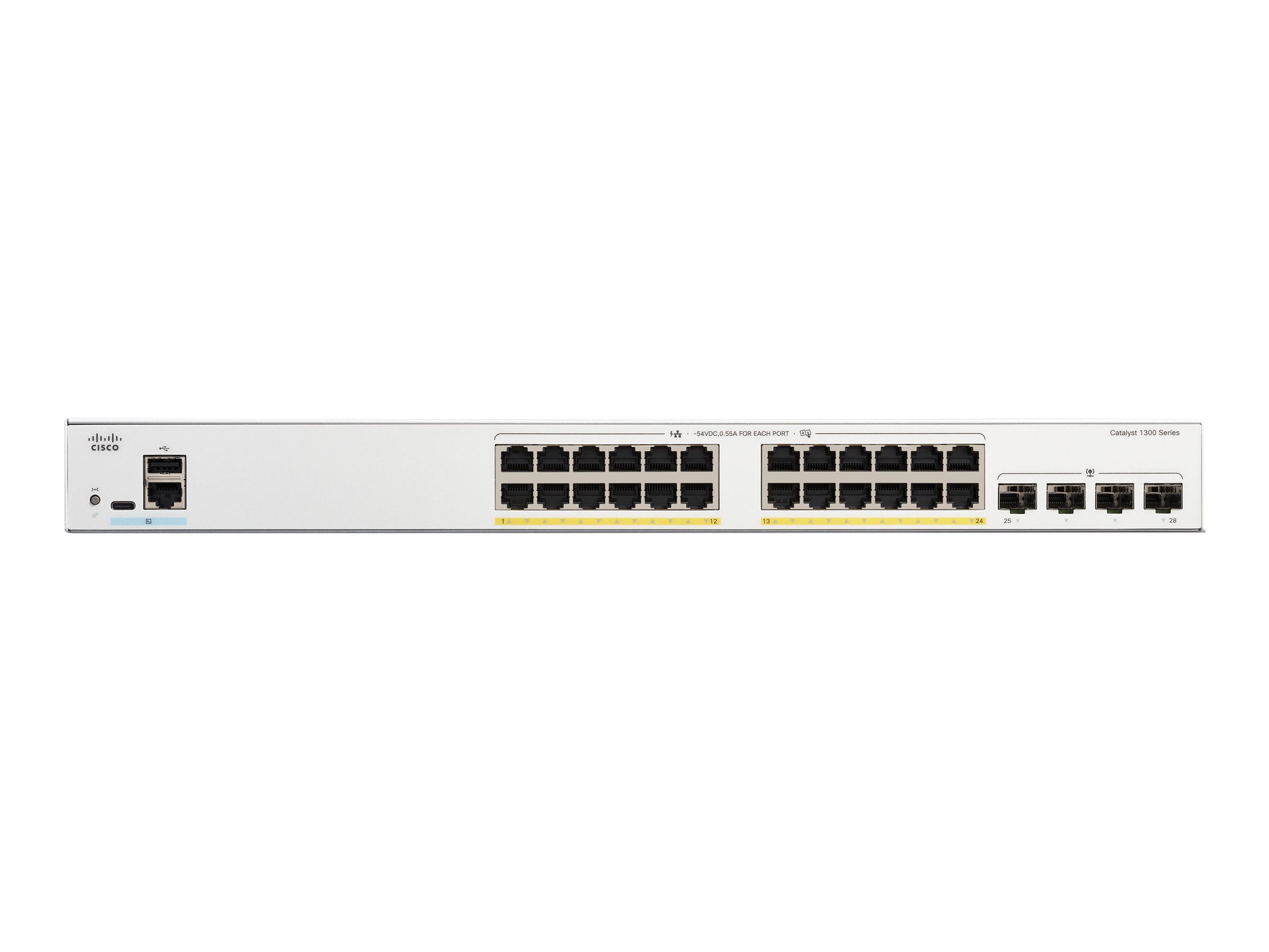 CISCO Catalyst 1300 24-Port Switch / PoE+ with 195W power budget / 4 x 1G SFP Uplinks