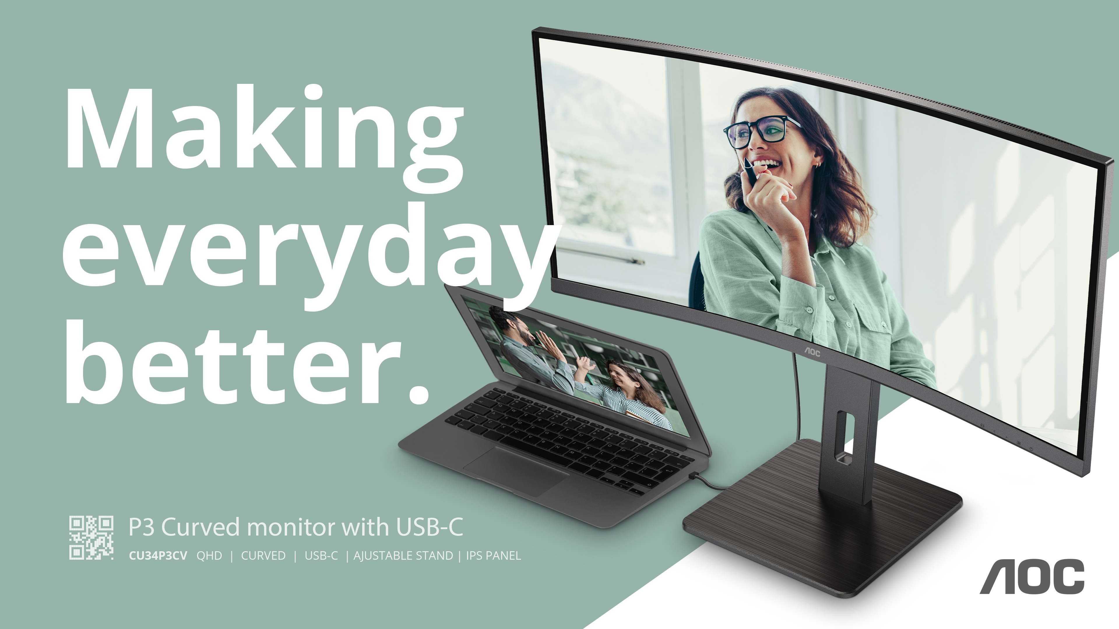 AOC CU34P3CV LED-Monitor gebogen 86,0 cm (34")