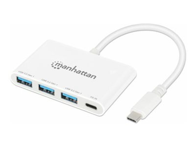 MANHATTAN 3-Port USB 3.0 Typ-C Hub USB-C-Stecker auf 3x USB-A-Buchsen und 1x Typ C 100 W PD-Buchse 5 Gbit/s USB 3.2 Gen 1 weiss MANHATTAN 3-Port USB 3.0 Typ-C Hub USB-C-Stecker auf 3x USB-A-Buchsen und 1x Typ C 100 W PD-Buchse 5 Gbit/s USB 3.2 Gen 1 weiss
