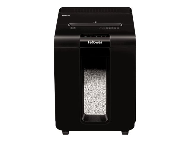 Fellowes AutoMax 100M Aktenvernichter mit Partikelschnitt P-4, 4 x 10 mm, bis 100 Blatt, schwarz Fellowes AutoMax 100M Aktenvernichter mit Partikelschnitt P-4, 4 x 10 mm, bis 100 Blatt, schwarz