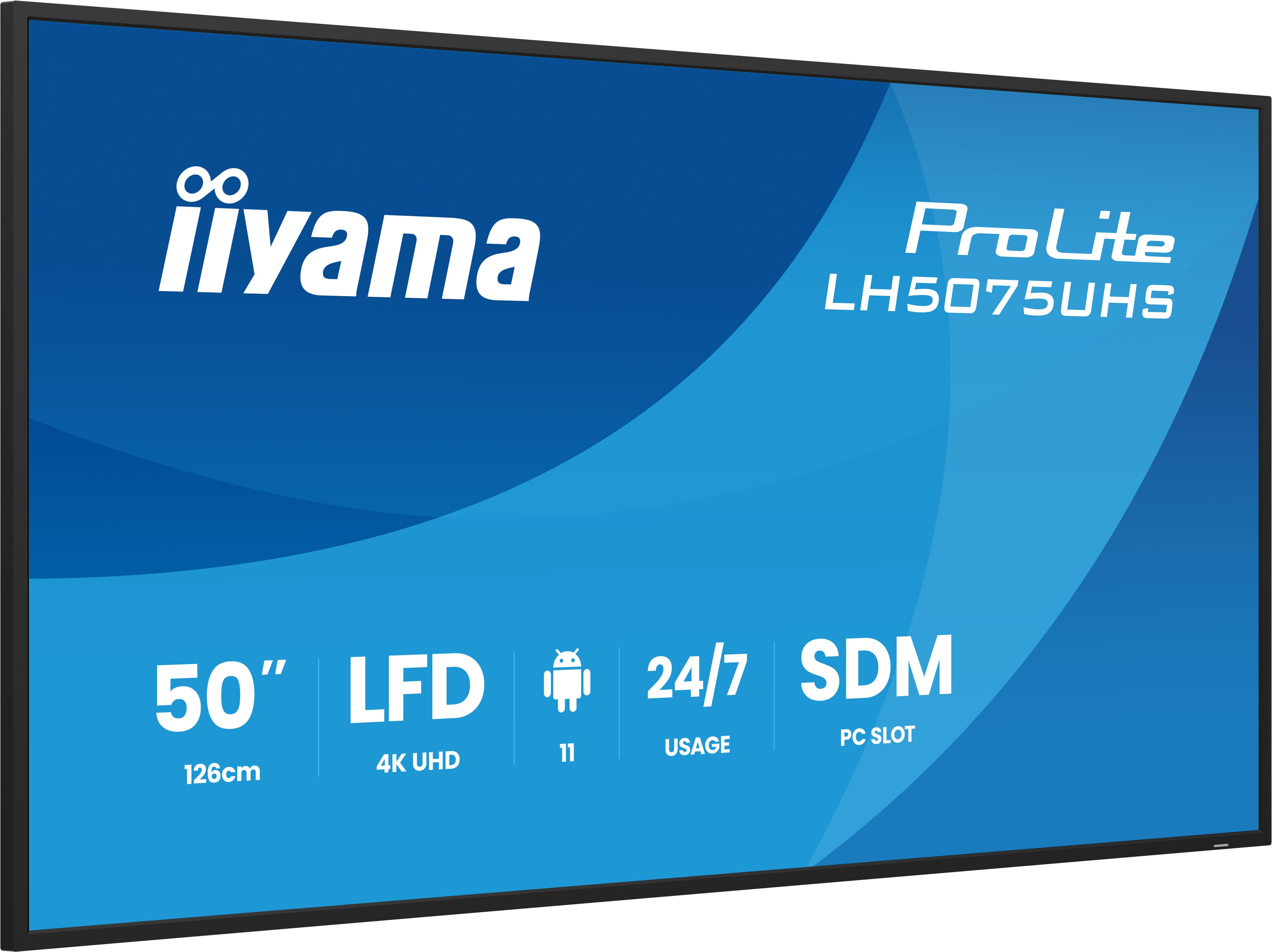 IIYAMA LH5075UHSB2AG 127cm 50Zoll 3840x2160 UHD VA panel Haze 25perc 500cdm2 Landscape and Portrait Signal FailOver Speakers