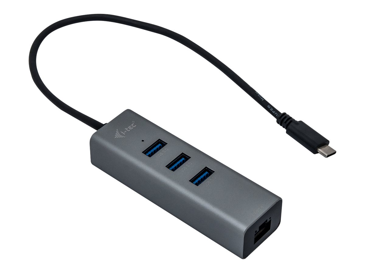I-TEC USB-C Metal 3-Port HUB mit Gigabit Ethernet Adapter 1x USB-C auf RJ-45 3x USB 3.0 Port LED-Anzeige kompatible mit TB 3 I-TEC USB-C Metal 3-Port HUB mit Gigabit Ethernet Adapter 1x USB-C auf RJ-45 3x USB 3.0 Port LED-Anzeige kompatible mit TB 3