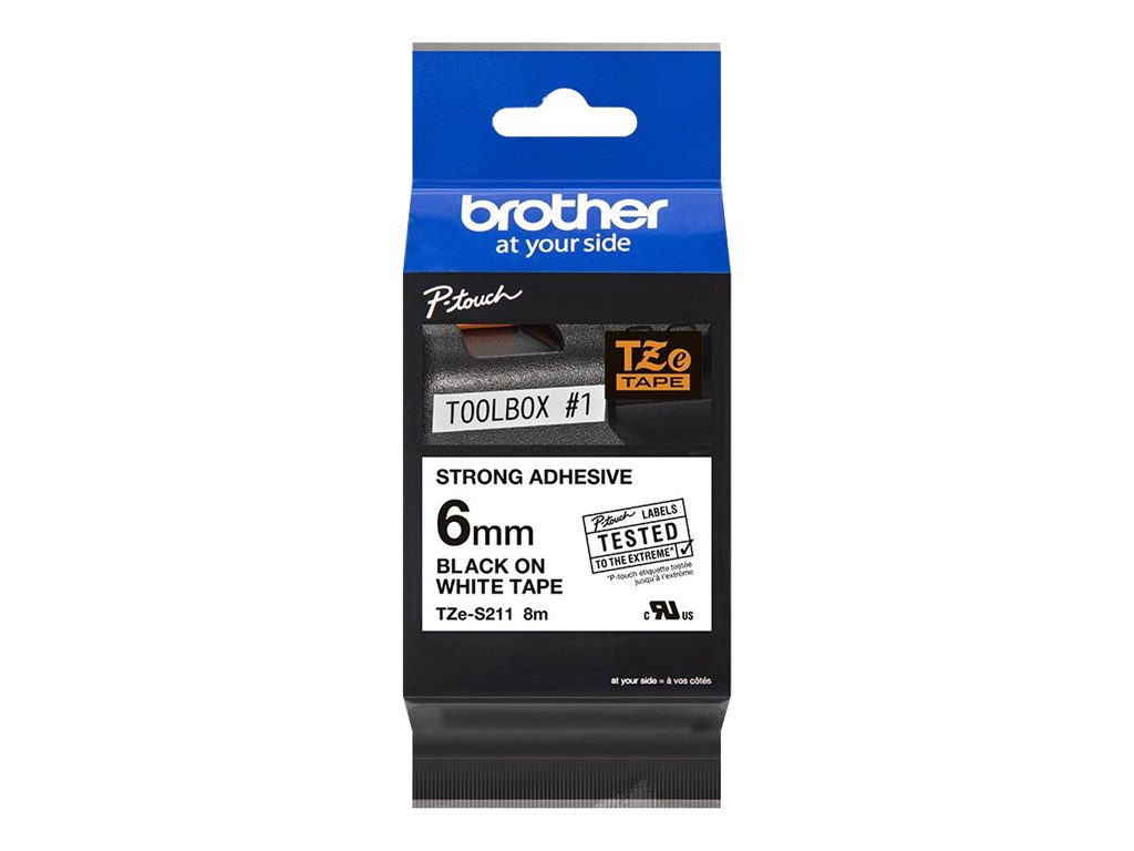 BROTHER P-Touch TZE-S211 schwarz auf weiss 6mm extra gluey BROTHER P-Touch TZE-S211 schwarz auf weiss 6mm extra gluey