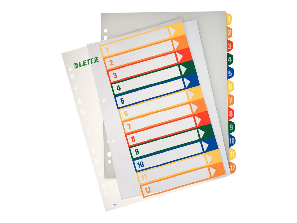 LEITZ Ordnerregister 1294 Vollformat, ueberbreite 1-12 farbig 12-teilig, 1 Satz LEITZ Ordnerregister 1294 Vollformat, ueberbreite 1-12 farbig 12-teilig, 1 Satz