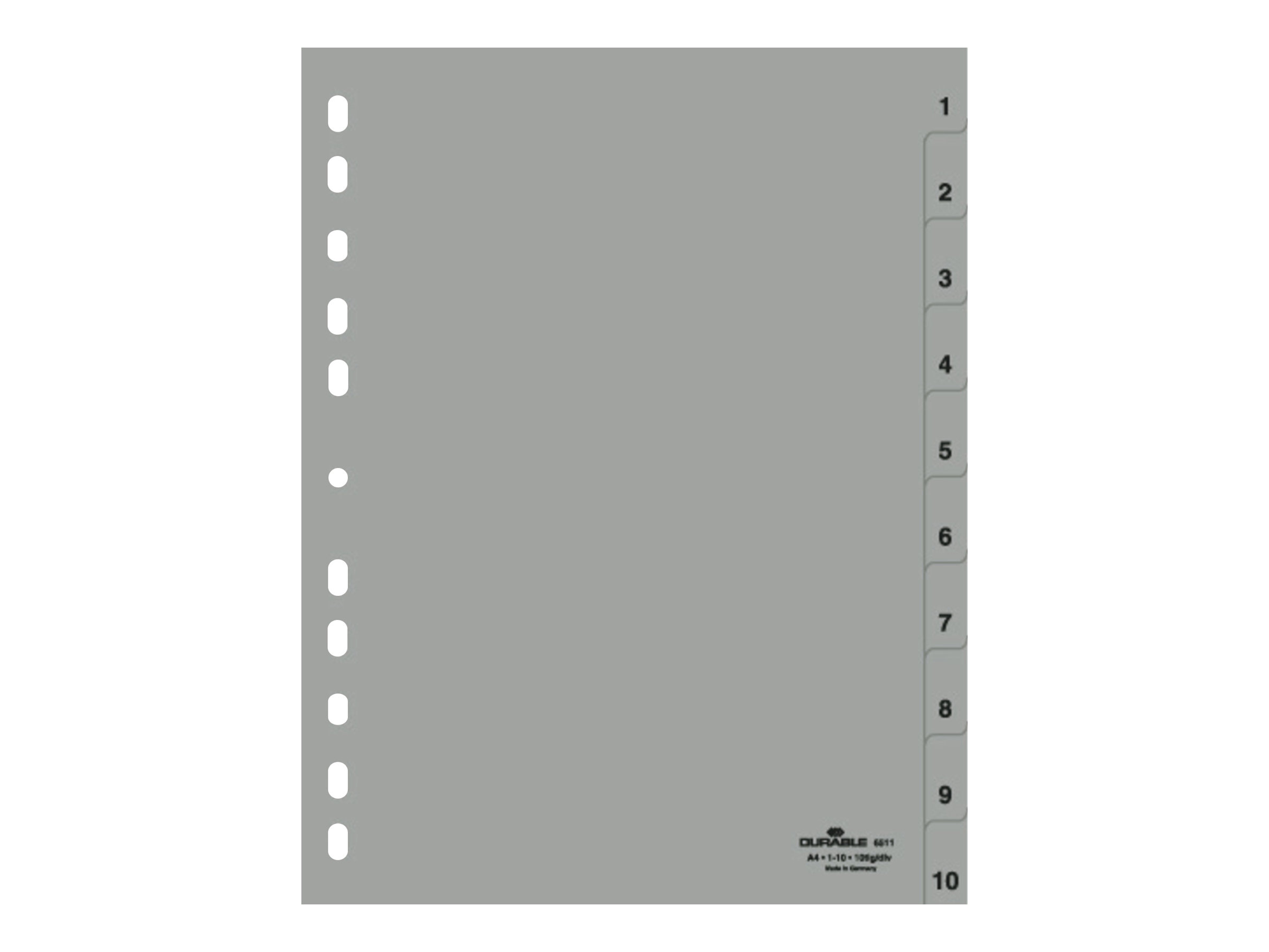 DURABLE Ordnerregister Vollformat 1-10 grau 10-teilig, 1 St.