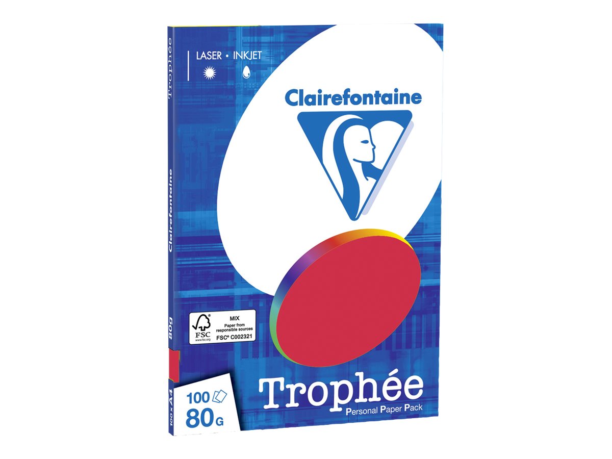 Clairefontaine Kopierpapier Trophée kirschrot DIN A4 80 g/qm 100 Blatt