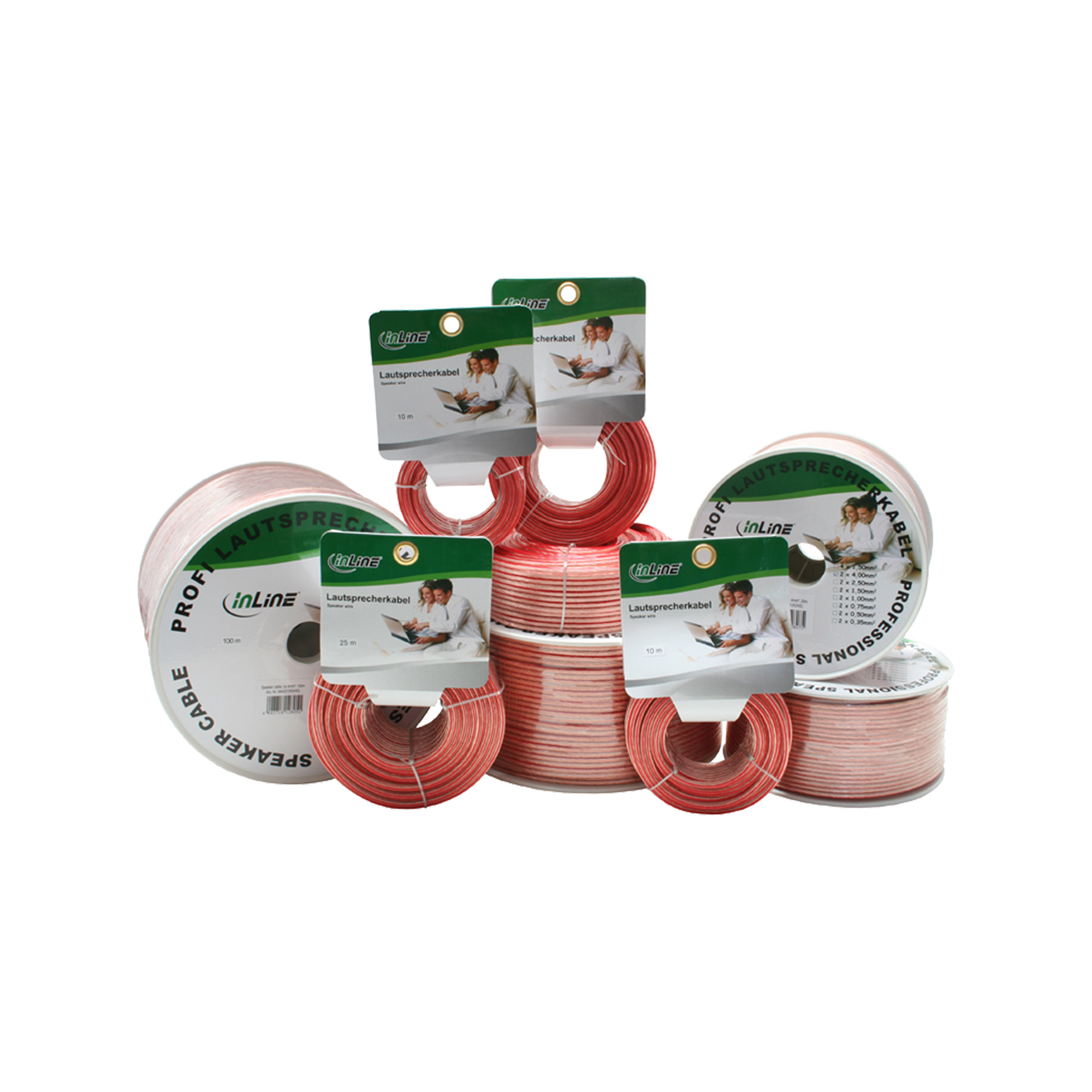 INLINE Lautsprecherkabel 50M 2x 2,5mm2 CCA transparent 50m