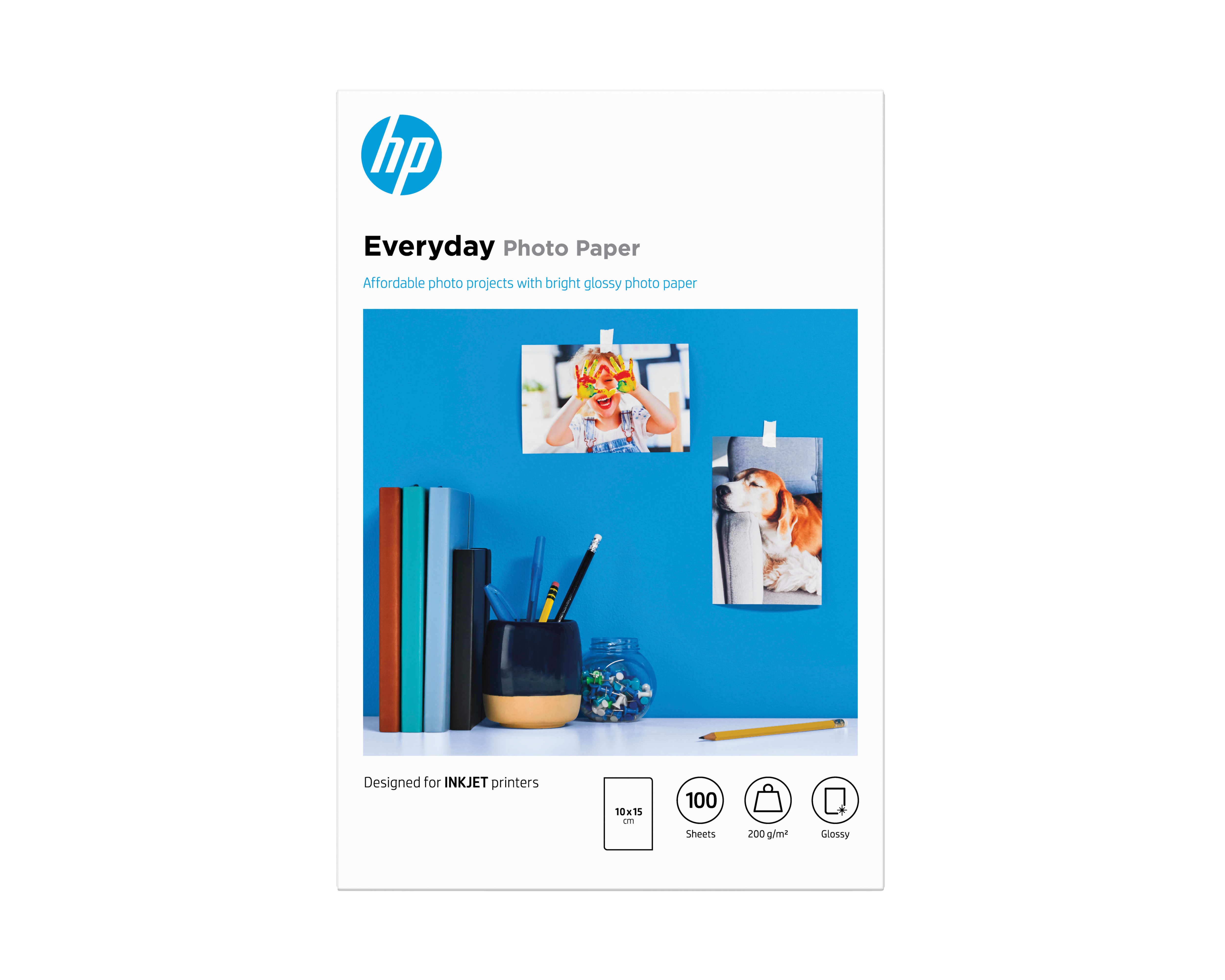 HP Everyday glaenzend Foto Papier weiss 200gm2 100x150mm 100 Blatt 1erPack