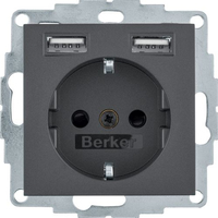 Berker Steckdose SCHUKO 48031606 USB anthrazit matt Berker Steckdose SCHUKO 48031606 USB anthrazit matt