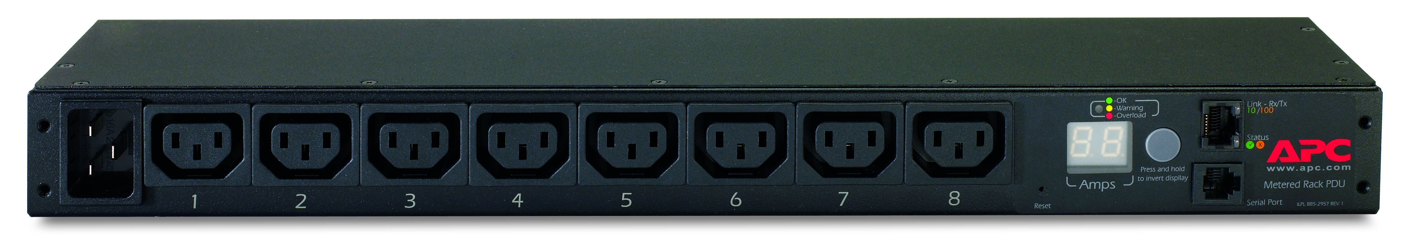APC Metered Rack PDU AP7821B Rack AC 100240V Ethernet 10100 input IEC 60320 C20 oc 8 power IEC 60320 C13 1U 2,4m cord