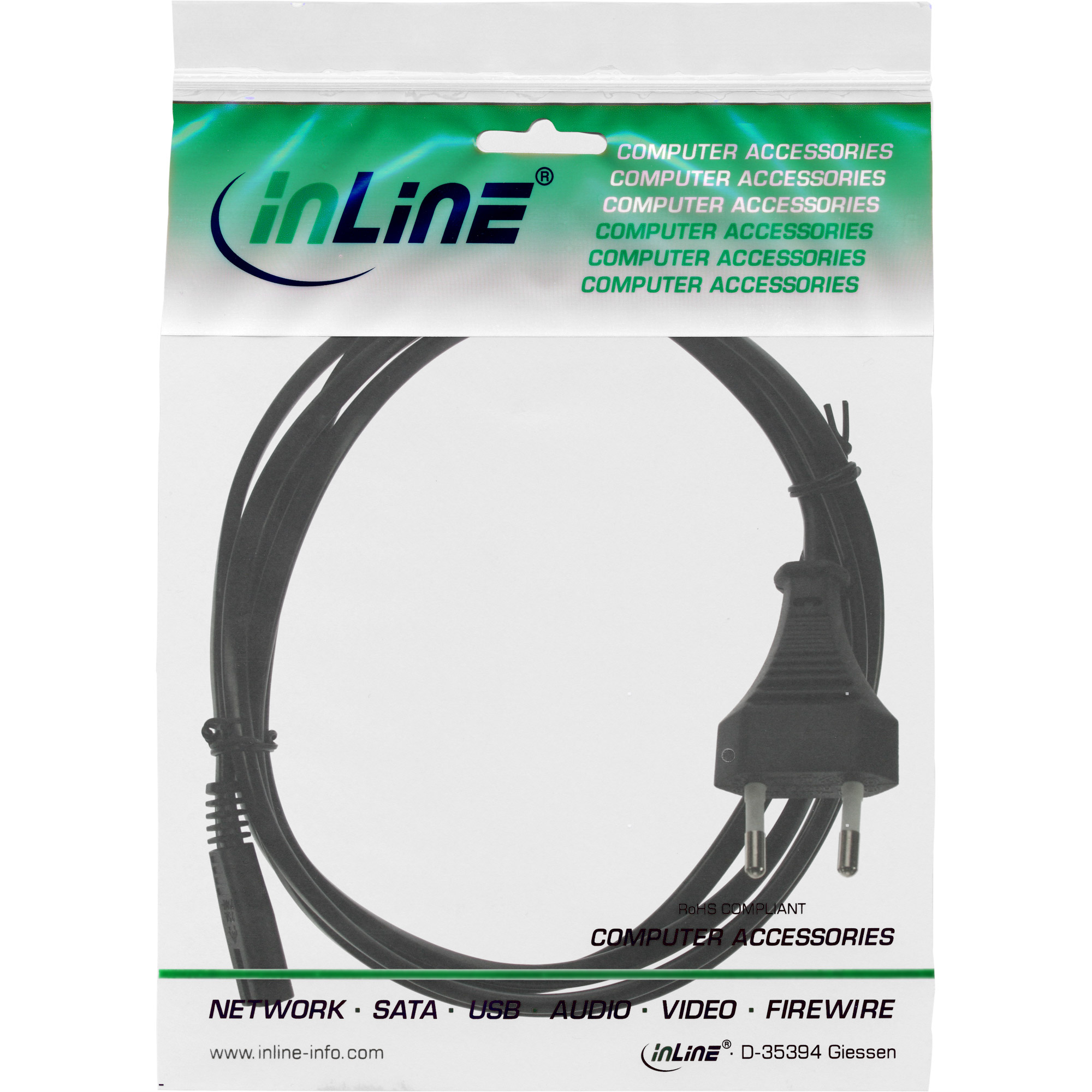 INLINE Netzkabel Netzstecker auf Euro 8 C7 Stecker 1,5m INLINE Netzkabel Netzstecker auf Euro 8 C7 Stecker 1,5m