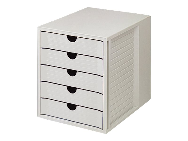 HAN Schubladenbox System-Box  lichtgrau 1450-11, DIN C4 mit 5 Schubladen