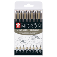 Sakura Pigma Micron Fineliner-Set farbsortiert 0,25 + 0,45 + 0,60 mm, 8 St. Sakura Pigma Micron Fineliner-Set farbsortiert 0,25 + 0,45 + 0,60 mm, 8 St.