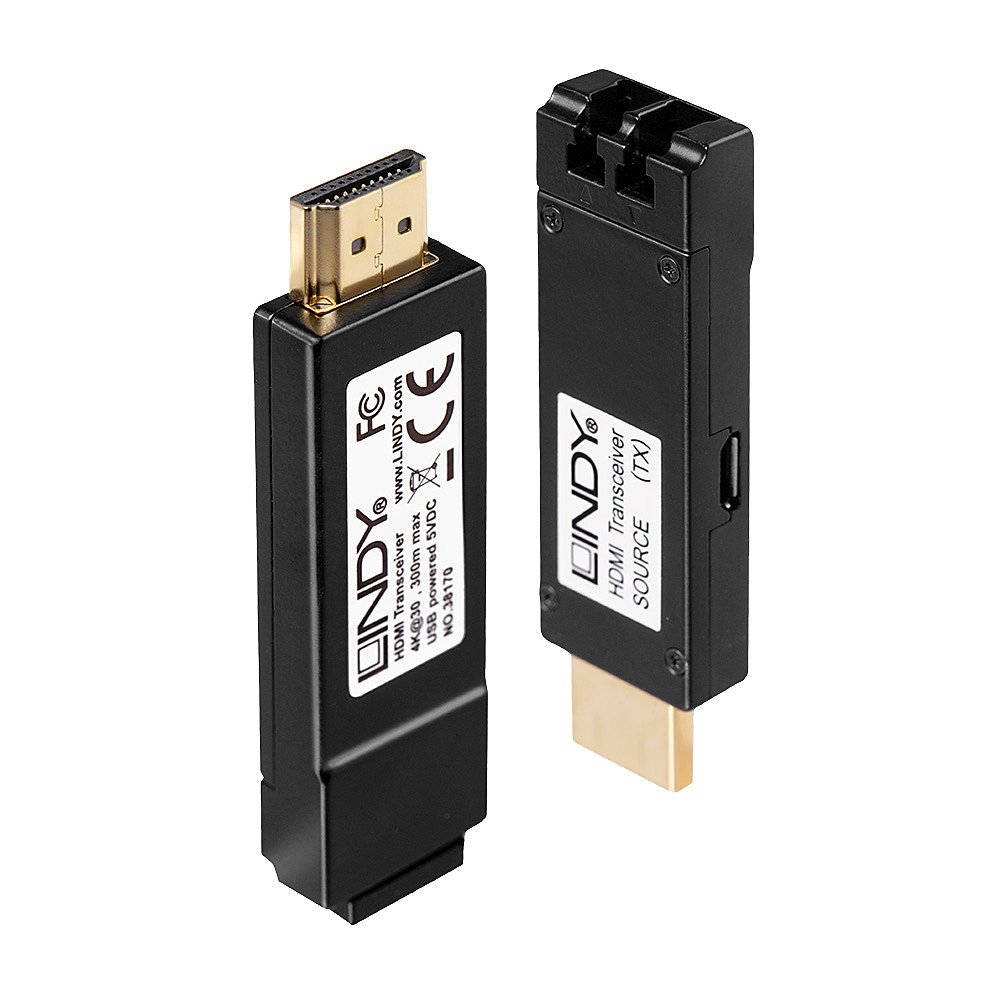 LINDY HDMI Extender 4K LWL 300m. Duplex LC Multimode 50/125 OM3, nicht enthalten