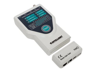 INTELLINET 5-in-1 Kabeltester Testet gaengige Kabeltypen aus dem Netzwerk und PC-Bereich mit Anschluessen fuer RJ45 10Base RJ11 USB