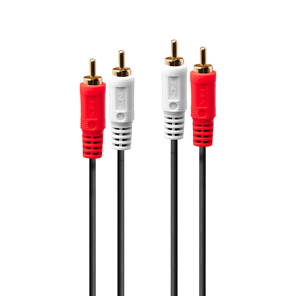 LINDY Audiokabel Stereo 2x RCA Male an 2x RCA male 1m vergoldet