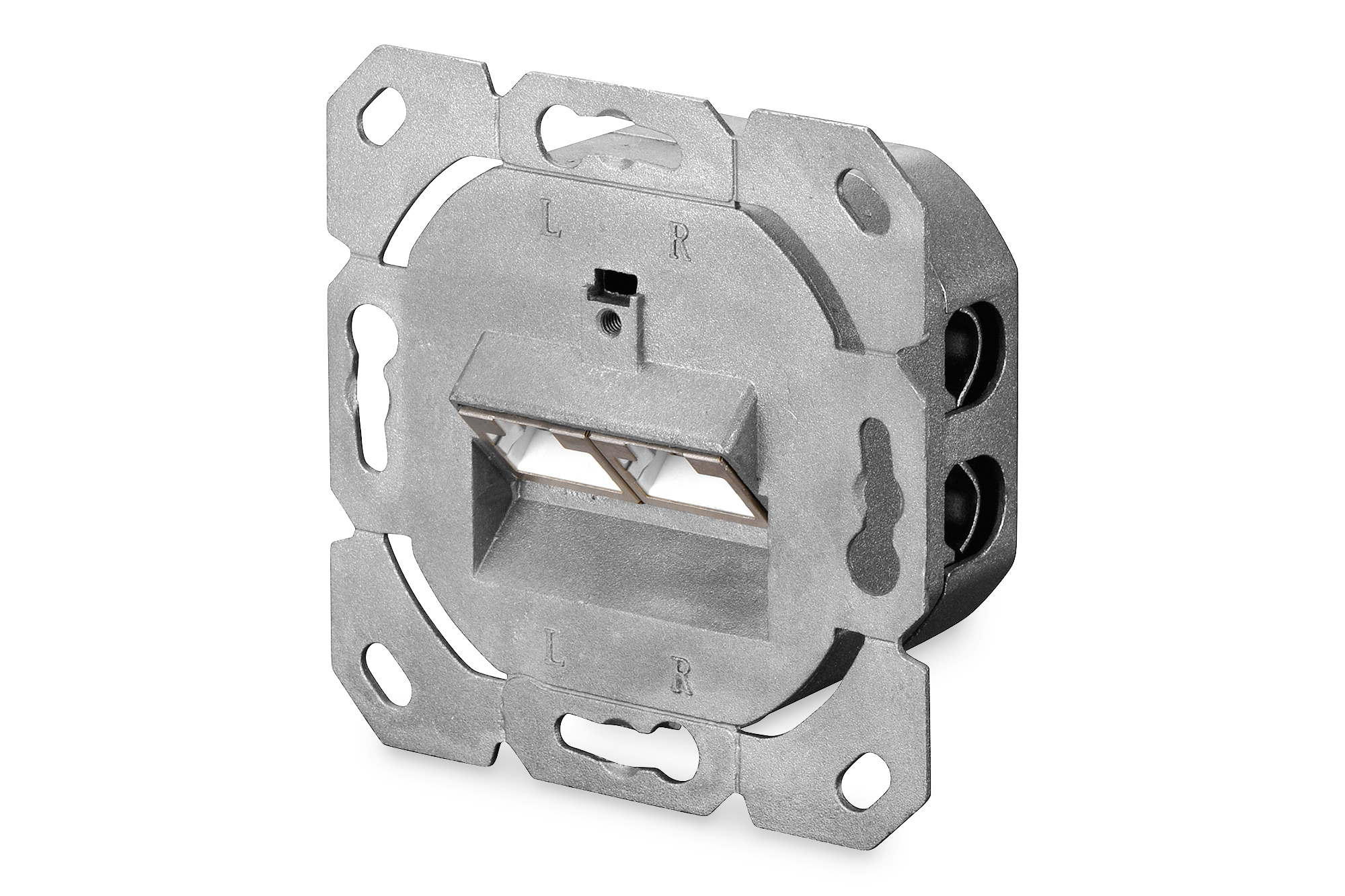 DIGITUS Aufputz Datenanschlussdose 2xRJ45 40 Grad Buchsenwinkel weiss Cat6 voll geschirmt RAL 9010