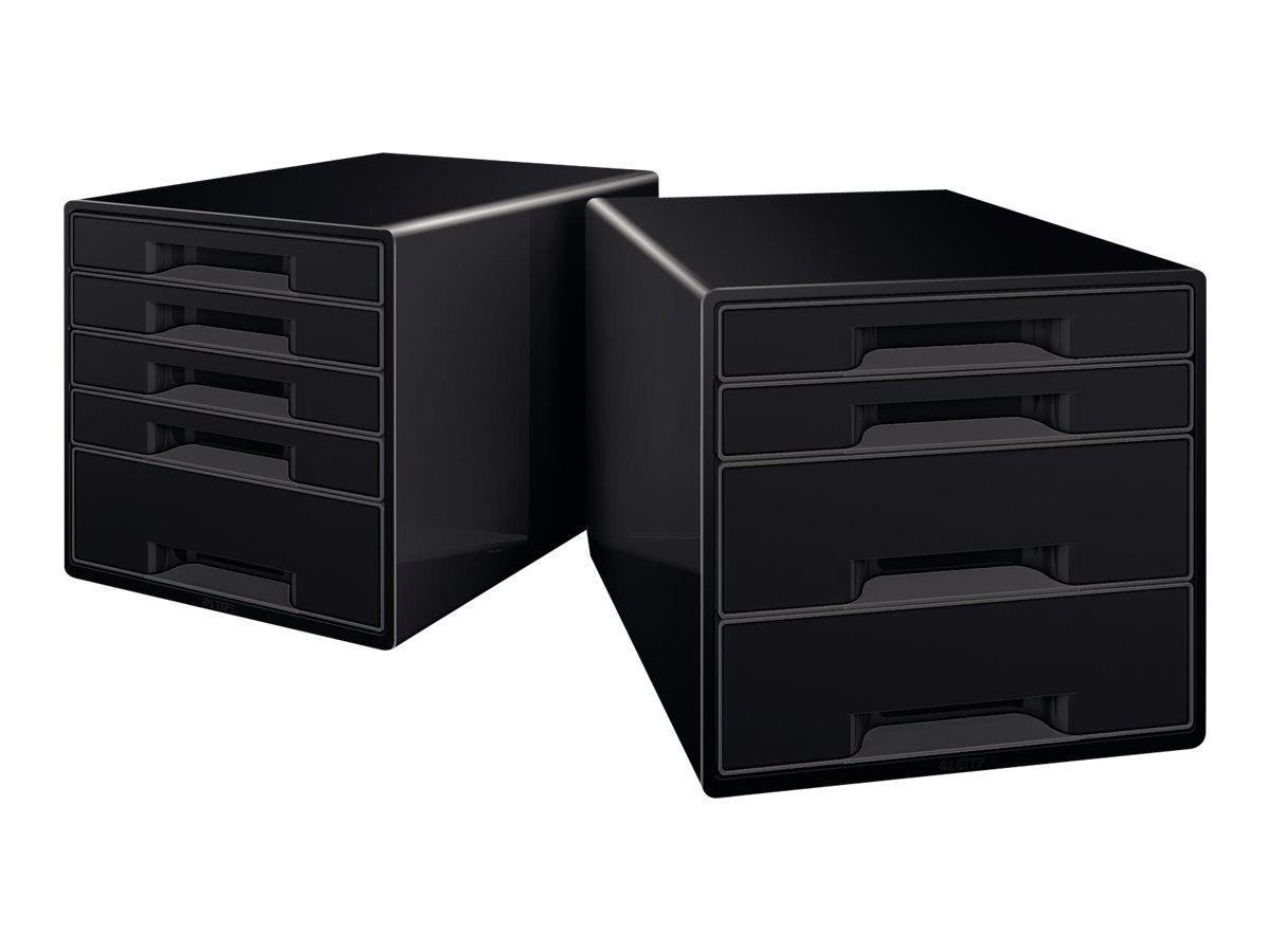 LEITZ Schubladenbox CUBE Duo Colour  schwarz/grau 52531095, DIN A4 mit 5 Schubladen