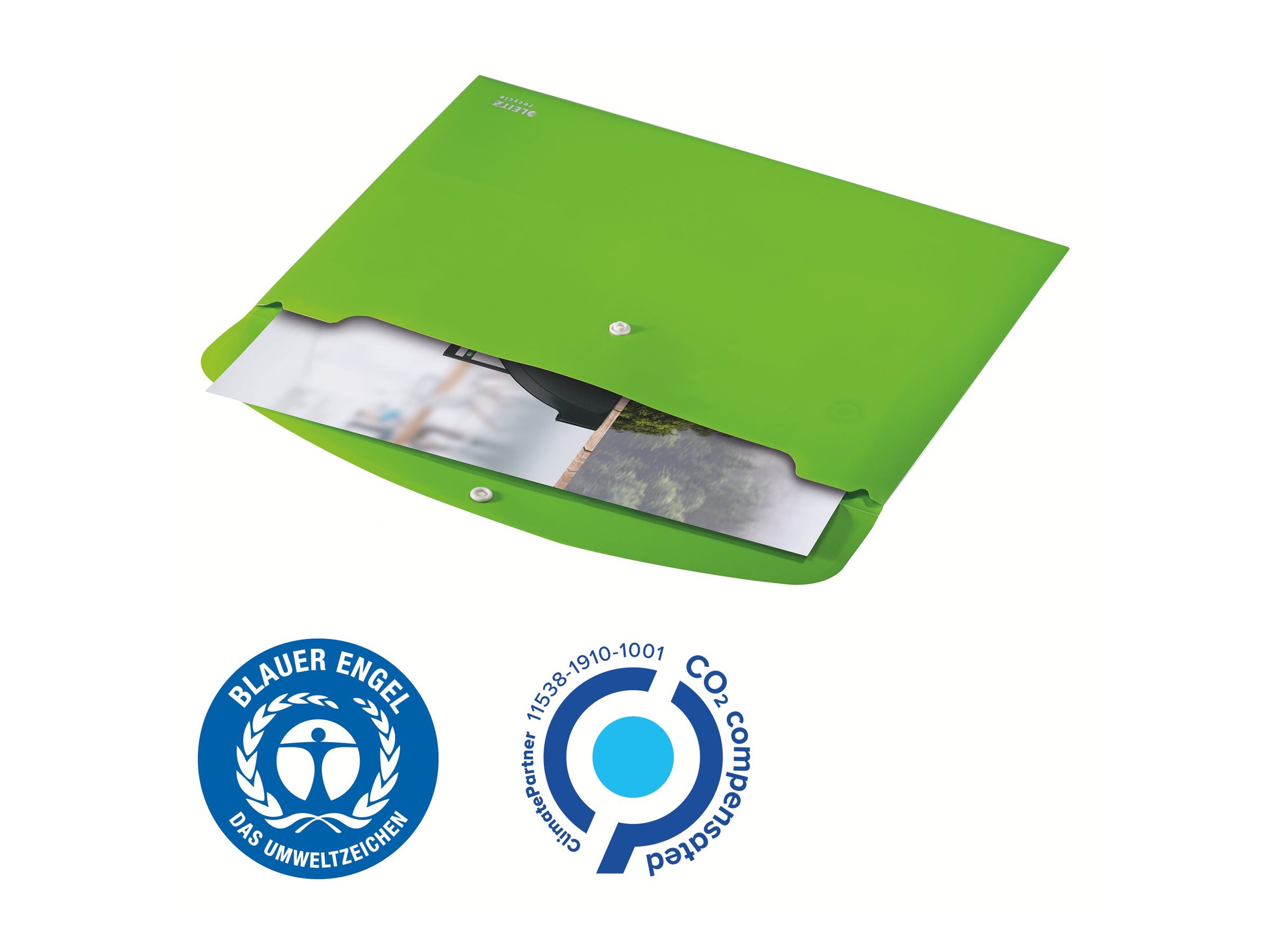 LEITZ Dokumententasche Recycle 4678 DIN A4 gruen genarbt LEITZ Dokumententasche Recycle 4678 DIN A4 gruen genarbt
