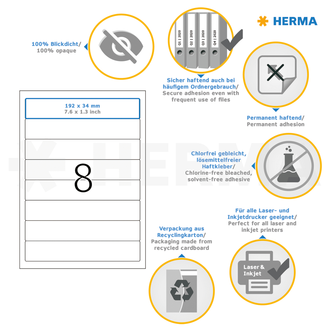 200 HERMA Ordneretiketten 5160 weiss