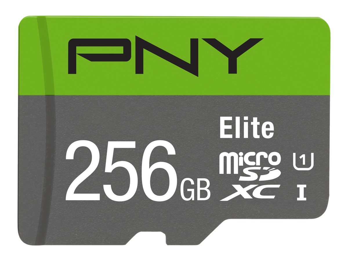 PNY Micro SD Card Elite 256 GB XC Class 10 UHSI U1 A1 V10 SD adapter