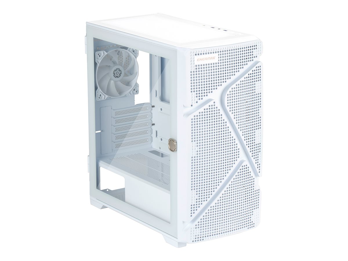 ENERMAX MarbleShell Mesh MS21 ARGB Mini Tower Gaming-PC-Gehäuse - 4x PWM 12cm ARGB-Lüfter - 2x USB3.0 und USB 3.2 Typ C- White