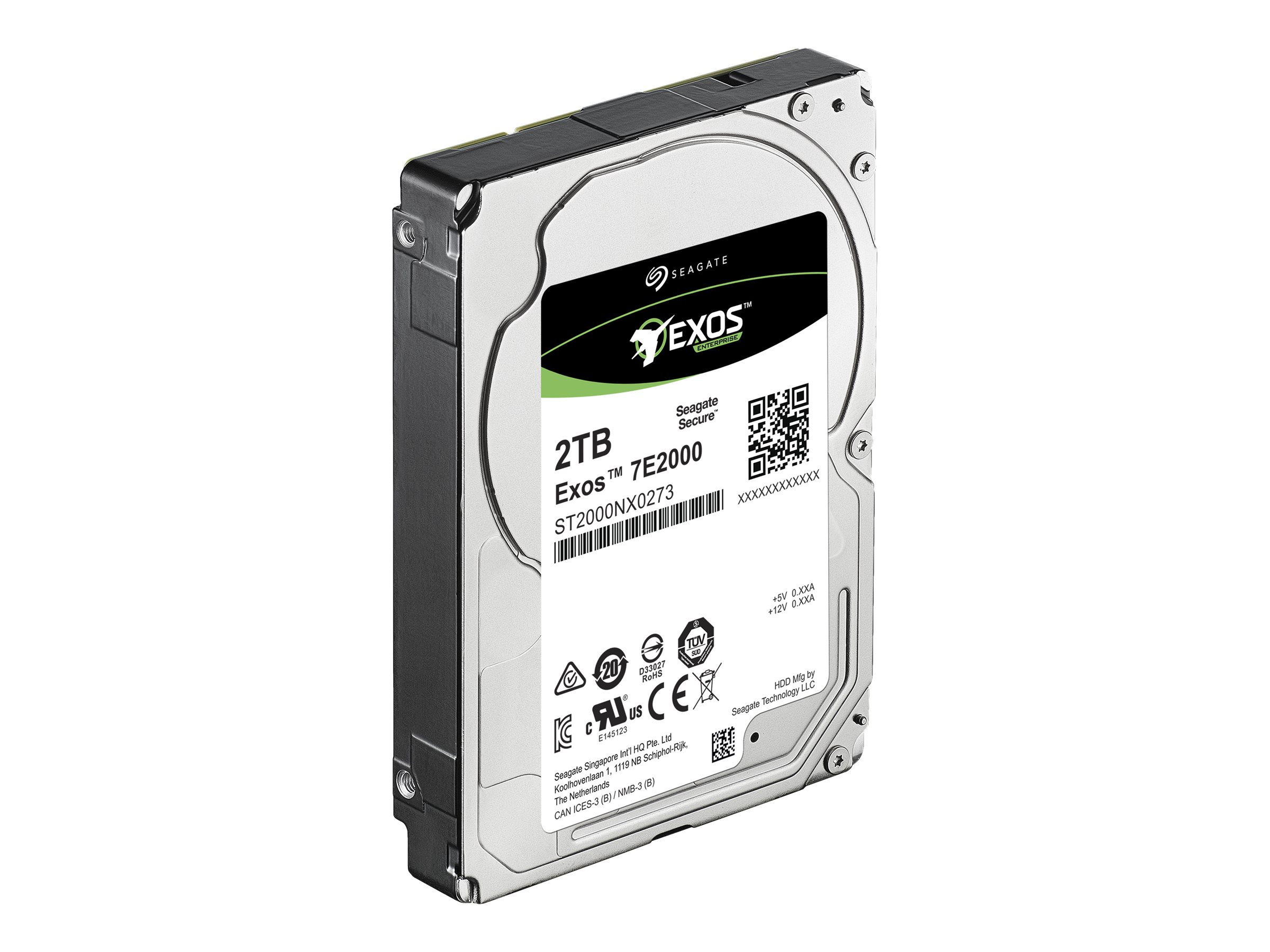 SEAGATE EXOS 7E2000 Enterprise Capacity 2.5 2TB HDD 512Emulation 7200rpm 128MB 6,4cm 2,5Zoll SAS 12Gb/s 24x7 Dauerbetrieb BLK
