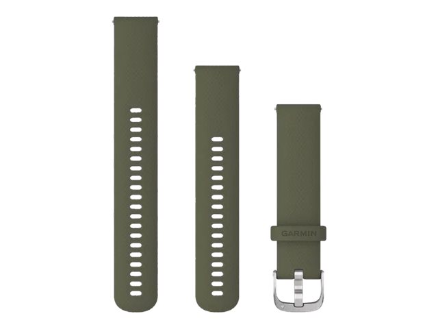 Garmin Ersatzarmband 20mm Silikon MoosgruenSilber Schnalle