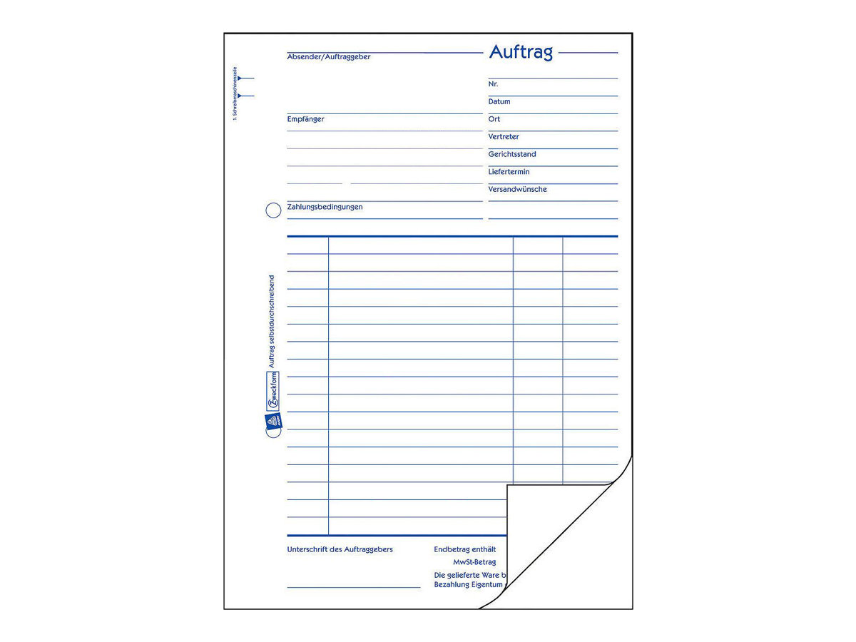 Avery Zweckform Auftrag Formularbuch 756 50 Blatt