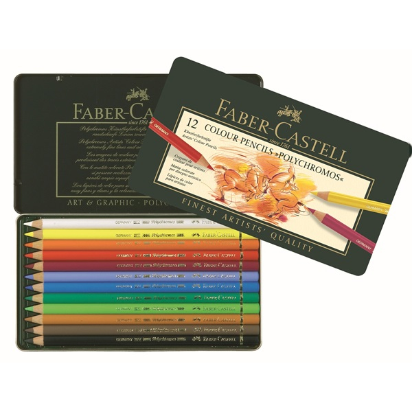 FABER-CASTELL Kuenstlerfarbstifte Polychromos Buntstifte farbsortiert, 12 St. FABER-CASTELL Kuenstlerfarbstifte Polychromos Buntstifte farbsortiert, 12 St.