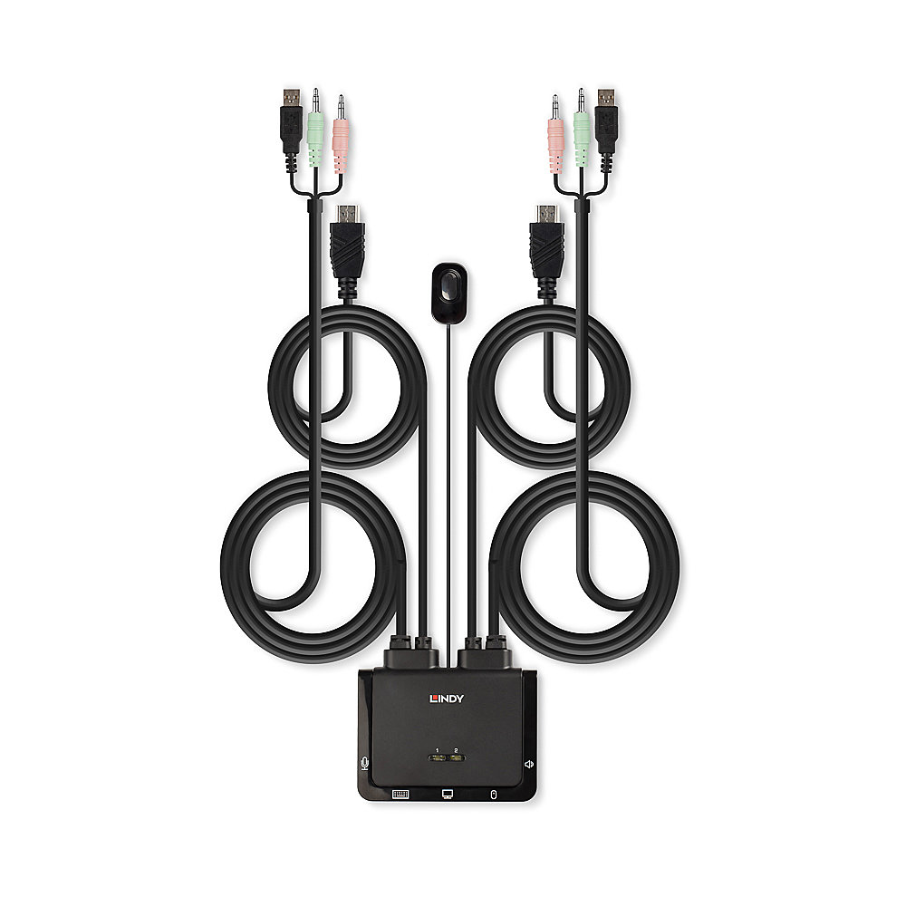 LINDY 2 Port HDMI 20 18G USB 20 Cable KVM Switch mit Audio