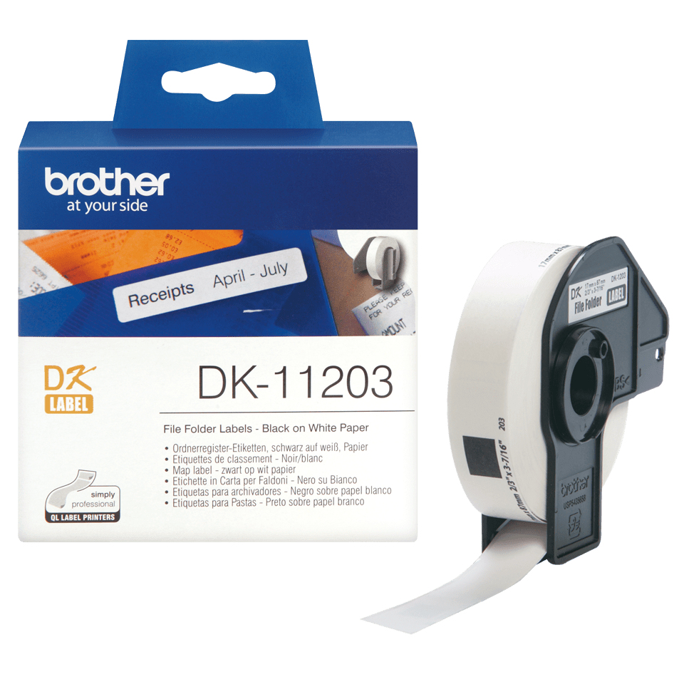 brother Etikettenrolle für Etikettendrucker DK11203 weiß, 17,0 x 87,0 mm, 1 x 300 Etiketten