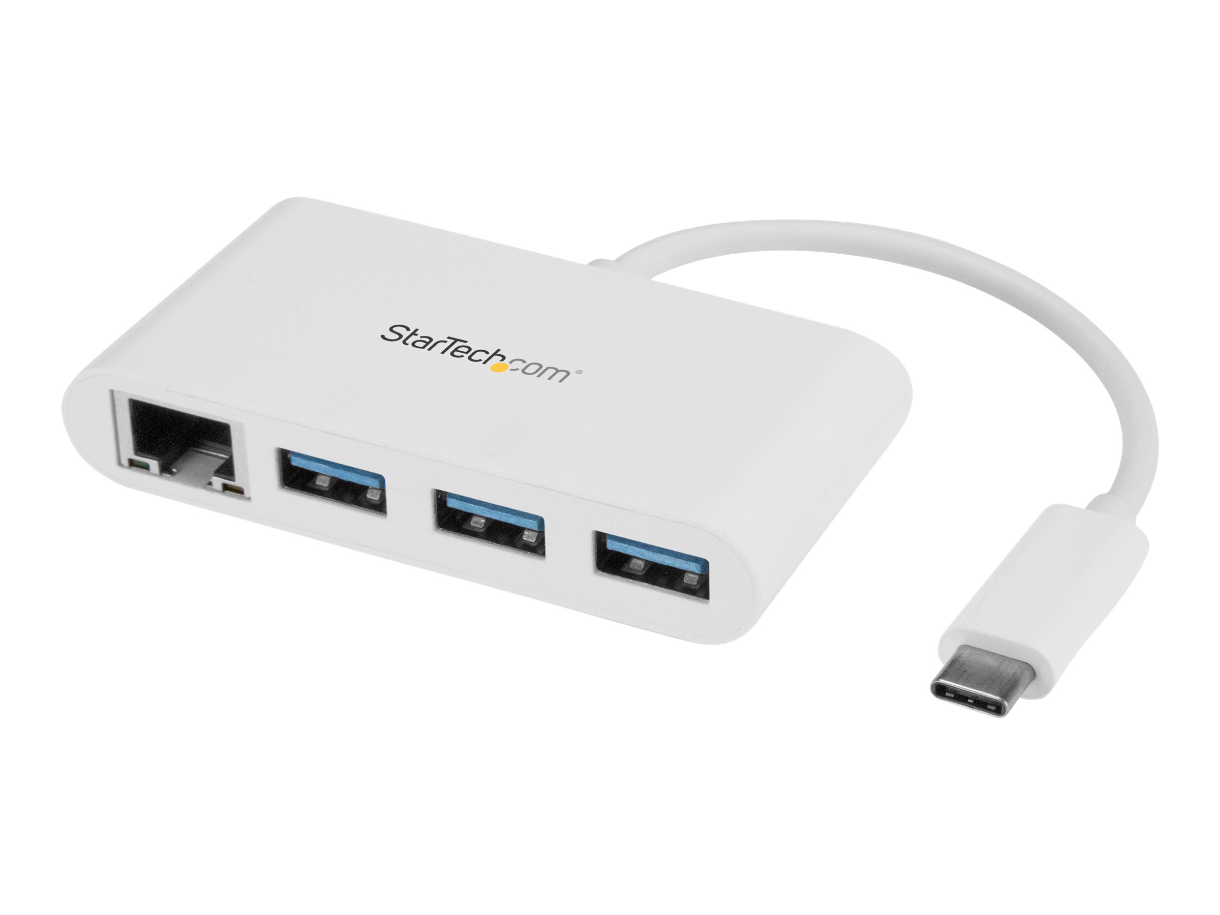 STARTECH.COM 3-Port USB-C Hub with Gigabit Ethernet - USB-C to 3x USB-A - USB 3.0 Hub - White STARTECH.COM 3-Port USB-C Hub with Gigabit Ethernet - USB-C to 3x USB-A - USB 3.0 Hub - White