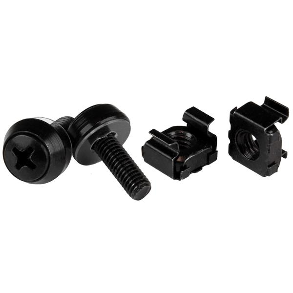 STARTECHCOM M5 x 12mm Schrauben und Kaefigmuttern 50er Pack Schwarz M5 Montageschrauben und Kastenmuttern fuer Server Ra