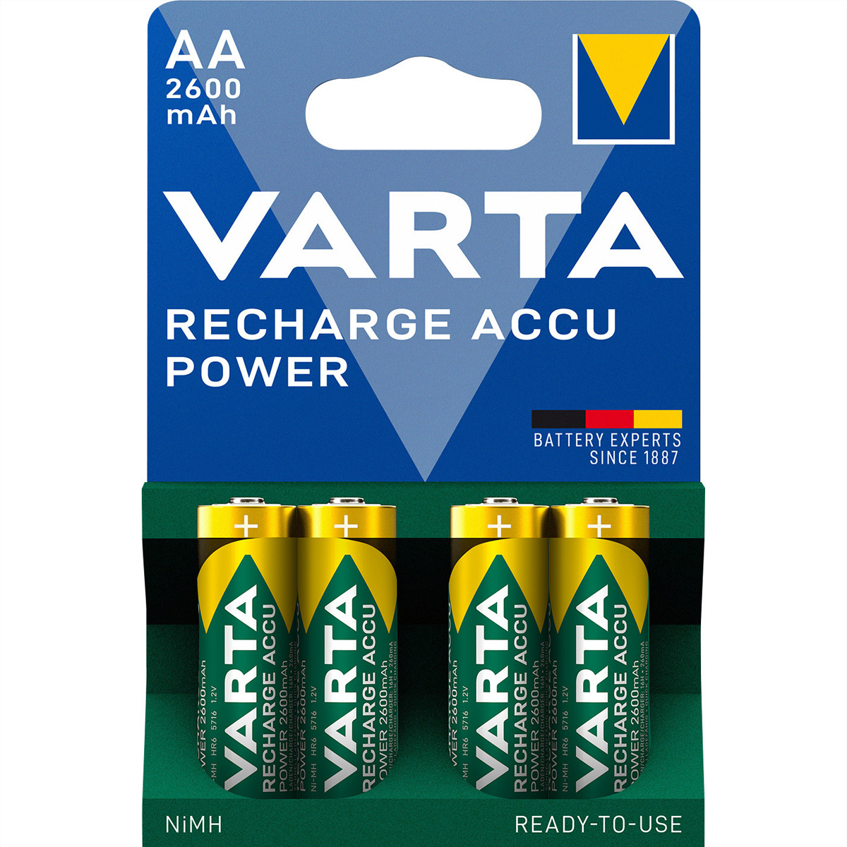 VARTA Akku Mignon AA 2600mAh (4er Pack) Nickel-Hydrid Recharge Accu Power