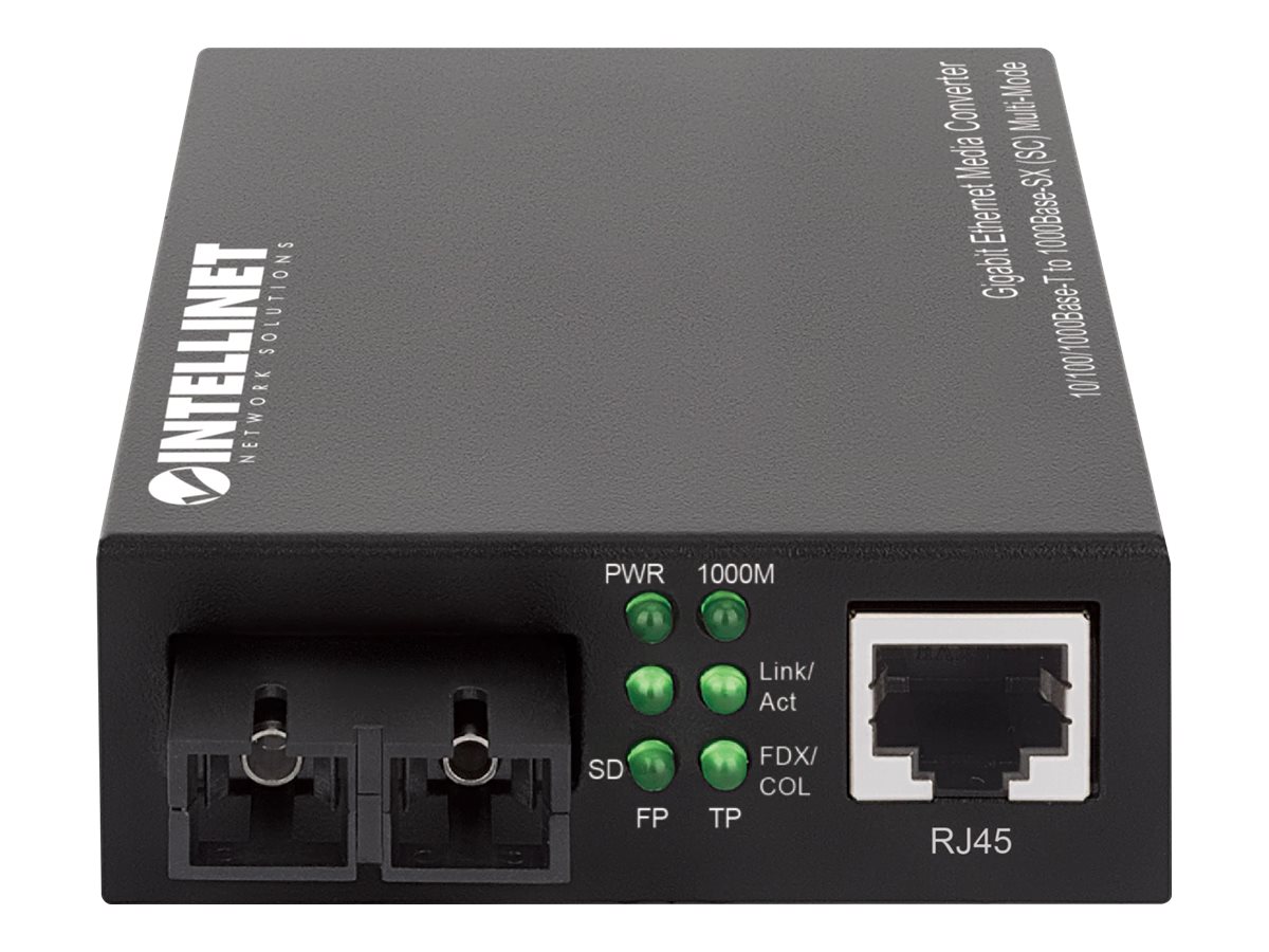 INTELLINET Gigabit Ethernet Medienkonverter 10/100/1000Base-T auf 1000Base-SX SC Multimode 550 m Autonegotiation INTELLINET Gigabit Ethernet Medienkonverter 10/100/1000Base-T auf 1000Base-SX SC Multimode 550 m Autonegotiation