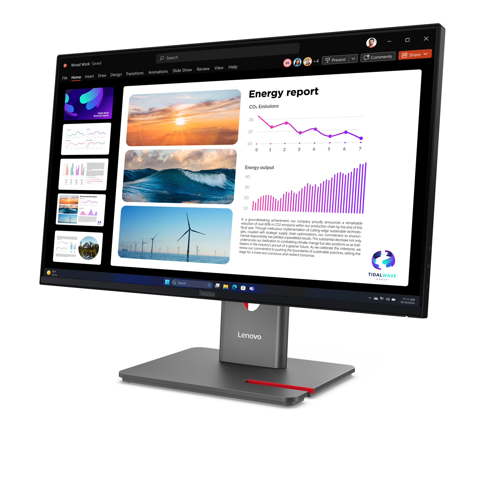 LENOVO ThinkVision P24Q40 60,45cm 23,8Zoll 2560x1440 IPS 120Hz Daisy Chain USBC 15W Factory calibrated panel Epeat Gold TCO10